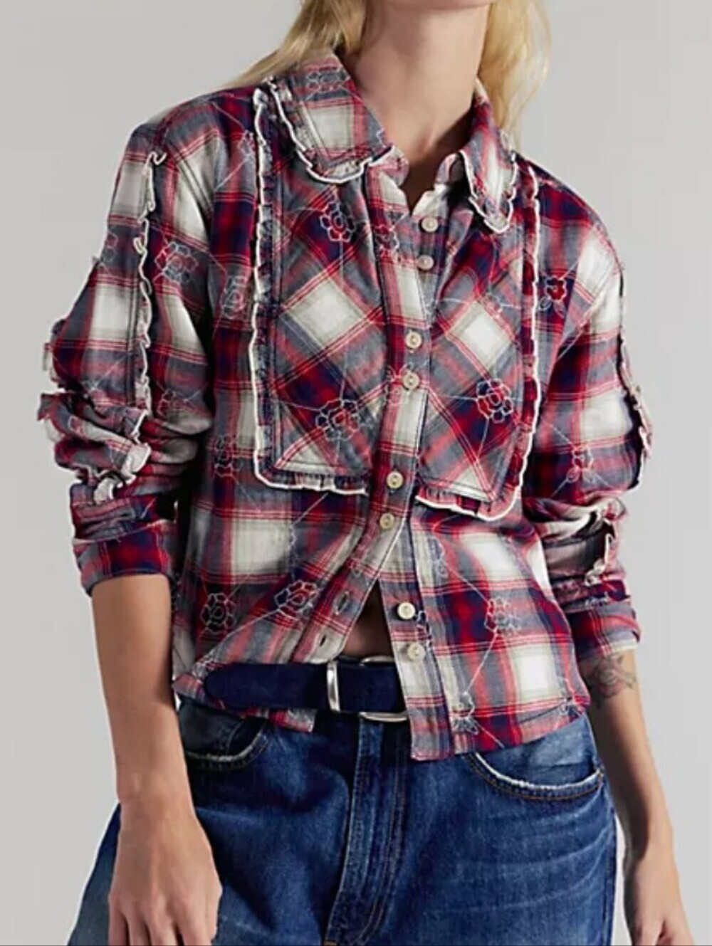 We the Free by Free People Georgia Flannel * Gorgeous *Large * NWT